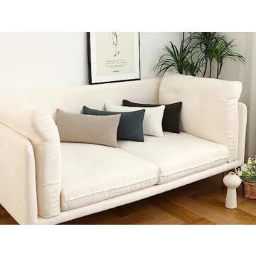 Jeneoo Ivory Decorative Long Lumbar Thick Throw Pillow Covers Fine Textured Boucle Couch Cushion Cases for Sofa Decor, Set of 1, 14 x 36 Inch