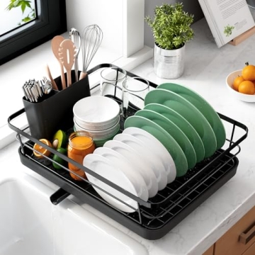 Kitsure Space-Saving Dish Drying Rack - Stainless Steel