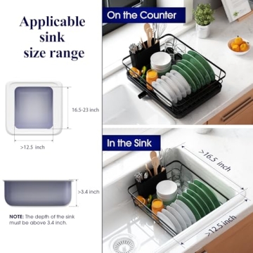 Kitsure Space-Saving Dish Drying Rack - Stainless Steel