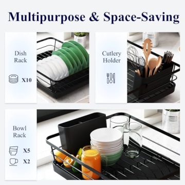 Kitsure Space-Saving Dish Drying Rack - Stainless Steel