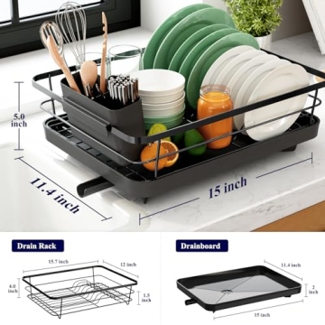 Kitsure Space-Saving Dish Drying Rack - Stainless Steel