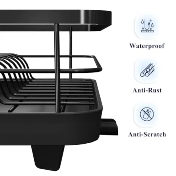 Kitsure Space-Saving Dish Drying Rack - Stainless Steel
