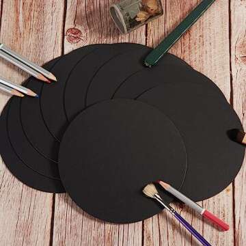36 Pieces Round Blank Cards Cardstock Thick Cards Small Round Art Paint Board for Mandala Painting DIY Coasters Painting Writing and Decorations (Black, Diameter-6 and 4 in)