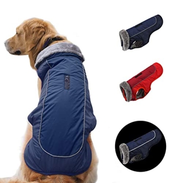 [Upgrade] Dog Winter Coat Thickened Dog Clothes Cozy Reflective Waterproof Dog Winter Jacket Warm Do...