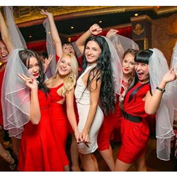 Nanchor Bridal Veil Women's Simple Tulle Short Wedding Veil Ribbon Edge with Comb for Wedding Bachelorette Party (White)