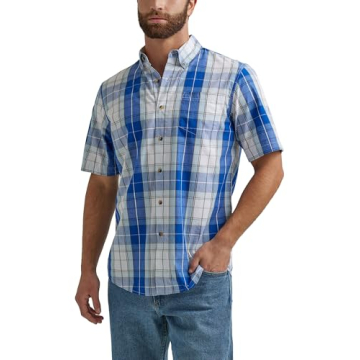 Wrangler Authentics Men’s Short Sleeve Plaid Woven Shirt - Stylish & Comfortable
