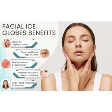 AINAZ 2PCS Ice Globes for Facials with Cleaning Sponge and 540 Titanium Microneedle 0.25mm Tool - Enhance Circulation, Reduce Puffiness, Dark Circles and Tighten the Skin