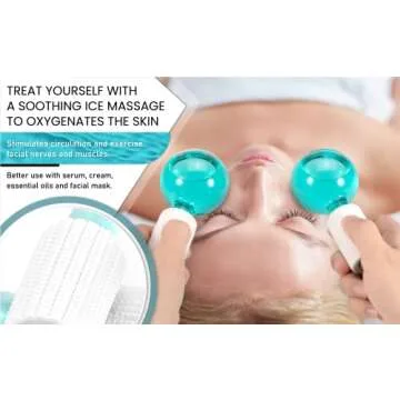 AINAZ 2PCS Ice Globes for Facials with Cleaning Sponge and 540 Titanium Microneedle 0.25mm Tool - Enhance Circulation, Reduce Puffiness, Dark Circles and Tighten the Skin