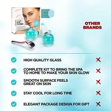 AINAZ 2PCS Ice Globes for Facials with Cleaning Sponge and 540 Titanium Microneedle 0.25mm Tool - Enhance Circulation, Reduce Puffiness, Dark Circles and Tighten the Skin