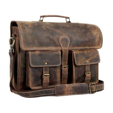 Stylish Buffalo Leather 18 Inch Laptop Messenger Bag
