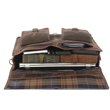 Stylish Buffalo Leather 18 Inch Laptop Messenger Bag