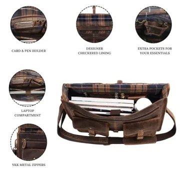 Stylish Buffalo Leather 18 Inch Laptop Messenger Bag