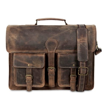 Stylish Buffalo Leather 18 Inch Laptop Messenger Bag