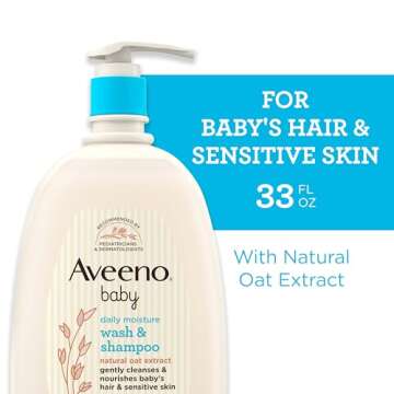 Aveeno Baby Daily Moisture Gentle Bath Wash & Shampoo with Natural Oat Extract, Hypoallergenic, Tear...