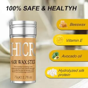 Hicream Hair Wax Stick, 2.7 Oz Slick Stick for Women & Kids, Hair-Styling Accessories Wax Stick for Hair Flyaway Smoothing & Taming Frizz, Hair Care Slick Back Stick Styling Product, Bun Maker