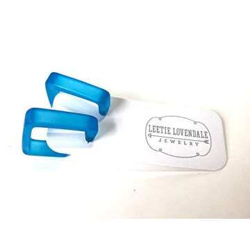 Aqua Blue Frosted Lucite Acrylic Square Hoop Earrings - SQH-BL-1