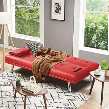 Stylish DKLGG Convertible Futon Sofa Bed for Small Spaces