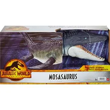 Jurassic World: Dominion Mosasaurus Dinosaur Action Figure 29 inches Long, Movable Joints, Physical & Digital Play, Toy Ages 4 Years & Older