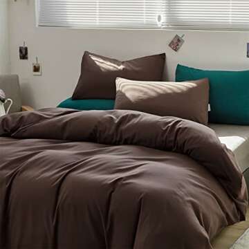 Houseri Brown Full Size Comforter Set-3 Pieces Mocha Chocolate Bedding Sets Soft Comfy Teen Boys Che...