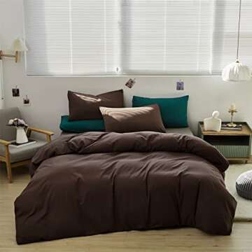 Houseri Brown Full Size Comforter Set-3 Pieces Mocha Chocolate Bedding Sets Soft Comfy Teen Boys Chestnut Colored Comforters Lightweight All Seasons Vintage Dark Brown Farmhouse Bed Blanket Quilt Full