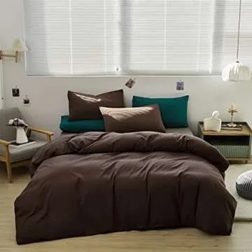 Houseri Brown Full Size Comforter Set-3 Pieces Mocha Chocolate Bedding Sets Soft Comfy Teen Boys Chestnut Colored Comforters Lightweight All Seasons Vintage Dark Brown Farmhouse Bed Blanket Quilt Full