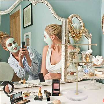 Elegant Jewelry Organizer with Solid Marble Base