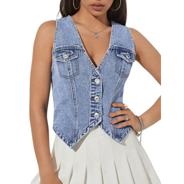 GORGLITTER Women's Denim Vest for Trendy Outfits 2025