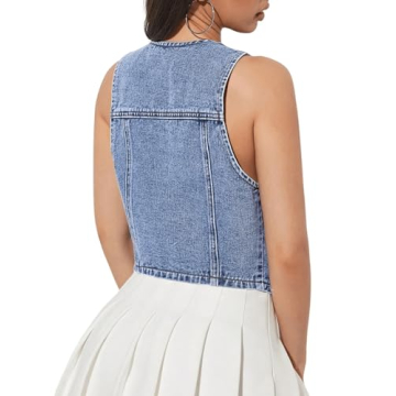 GORGLITTER Women's Denim Vest for Trendy Outfits 2025