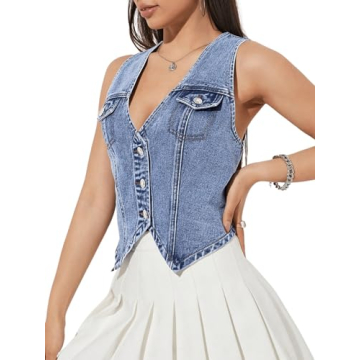 GORGLITTER Women's Denim Vest for Trendy Outfits 2025
