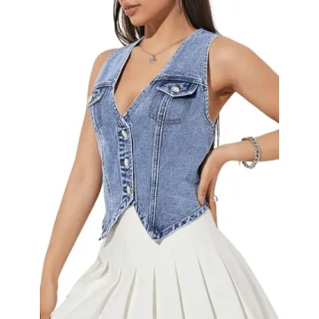 GORGLITTER Women's Denim Vest for Trendy Outfits 2025