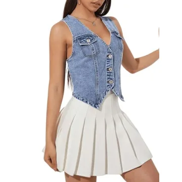 GORGLITTER Women's Denim Vest for Trendy Outfits 2025