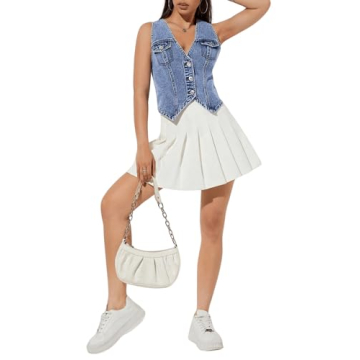 GORGLITTER Women's Denim Vest for Trendy Outfits 2025
