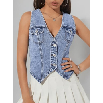GORGLITTER Women's Denim Vest for Trendy Outfits 2025