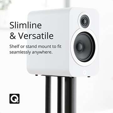 Q Acoustics 3010i Compact Bookshelf Speakers Pair Carbon Black - 2-Way Reflex Enclosure Type, 4" Bass Driver, 0.9" Tweeter - Stereo Speakers/Passive Speakers for Home Theater Sound System