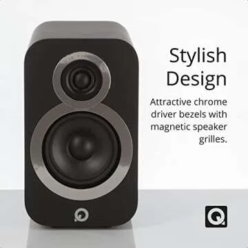 Q Acoustics 3010i Compact Bookshelf Speakers Pair Carbon Black - 2-Way Reflex Enclosure Type, 4" Bass Driver, 0.9" Tweeter - Stereo Speakers/Passive Speakers for Home Theater Sound System