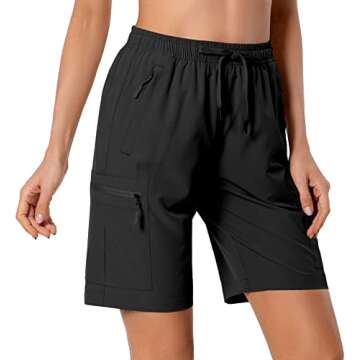 Women's Lightweight Hiking Cargo Shorts Quick Dry Athletic Shorts for Camping Travel Golf with Zippe...