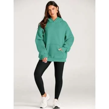 Trendy Queen Womens Oversized Hoodies Fleece Sweatshirts Long Sleeve Sweaters Pullover Fall Outfits Winter Clothes Mint Green M