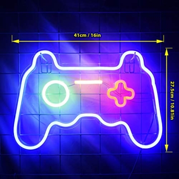 LED Neon Gaming Sign - Gamepad Shape Light for Teen Boys' Game Rooms, Bedrooms - Gamer Gift, Gaming Room Décor and Accessories