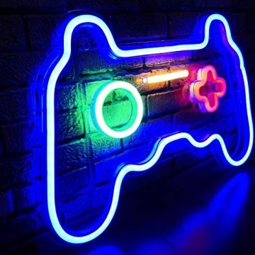LED Neon Gaming Sign - Gamepad Shape Light for Teen Boys' Game Rooms, Bedrooms - Gamer Gift, Gaming Room Décor and Accessories