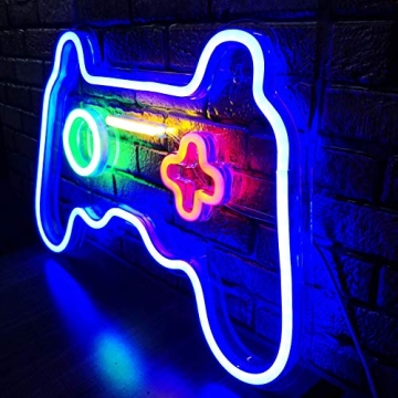 LED Neon Gaming Sign - Gamepad Shape Light for Teen Boys' Game Rooms, Bedrooms - Gamer Gift, Gaming Room Décor and Accessories