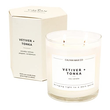Calyan Wax Scented Candle Vetiver & Tonka, Candle for The Home Scented with Black Pepper & Cardamon,...