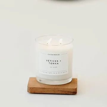 Calyan Wax Scented Candle Vetiver & Tonka, Candle for The Home Scented with Black Pepper & Cardamon, Soy Aromatherapy Candle in Glass Jar with 37 Hour Burn Time, Non Toxic Scented Candles Gifts