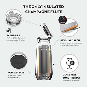 BrüMate 12oz Insulated Champagne Flute with Flip-Top Lid