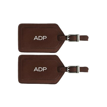 Personalized Monogrammed Toffee Leather Luggage Tags - 2 Pack