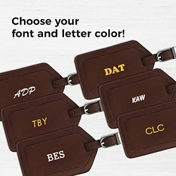 Stylish Personalized Leather Luggage Tags - Custom Monogrammed
