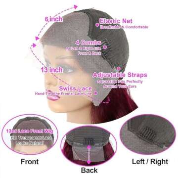 Fiumer 99j Burgundy Lace Front Wigs Human Hair 28inch 13x6 HD Transparent Lace Straight Red Wig Human Hair Colored Reddish Brown Lace Frontal Wigs Human Hair 180% Density Pre Plucked With Baby Hair