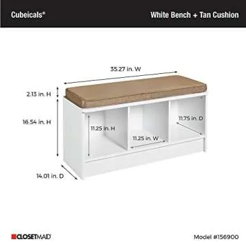 ClosetMaid 3 Cube Bench Home Organizer, White/Tan