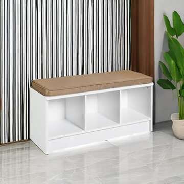 ClosetMaid 3 Cube Bench Home Organizer, White/Tan