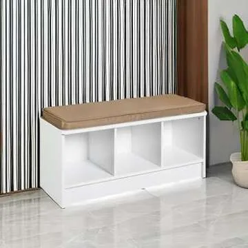ClosetMaid 3 Cube Bench Home Organizer, White/Tan