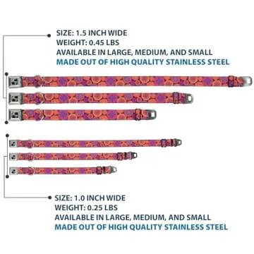 Dog Collar Seatbelt Buckle Boho Mandala Purples Oranges Pinks, 1.5" Wide - Fits 18-32" Neck - Large, DC-W32884-WL